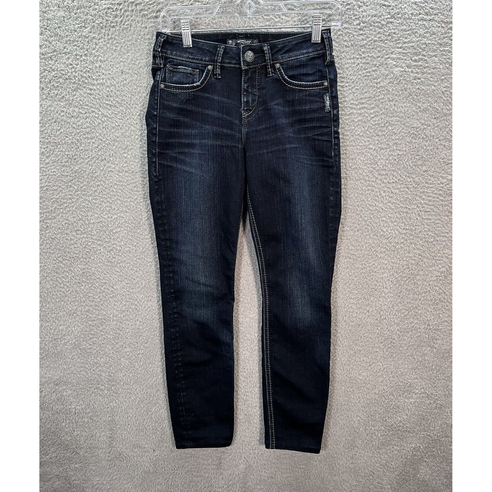 Silver Jeans Womens 26x26 Blue Stevie Skinny Stretch Thick Stitch Rockabilly